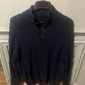 J. Crew Men's Dark Blue fisherman cable sweater Turtleneck - Men’s large